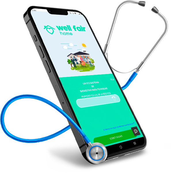 Vista previa de la app con estetoscopio